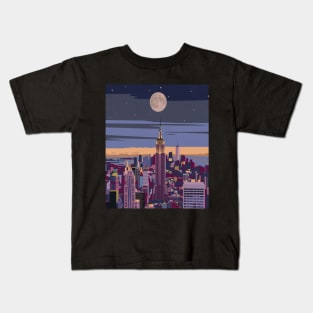 New York City That Never Sleeps - Moon and City Kids T-Shirt